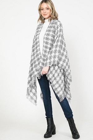 Houndstooth Shawl Poncho Knitt ...